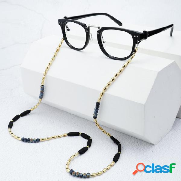 Golden colorful acrylic beaded chain eyeglasses cord sports