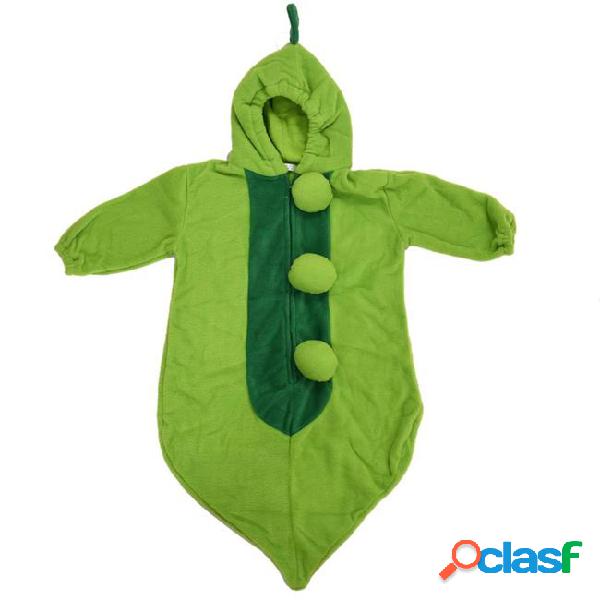 Green guisante saco de dormir beb with gorro cremallera