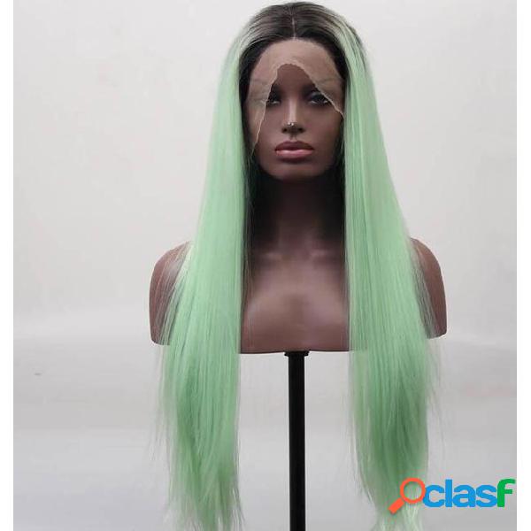 Green ombre lace front wig ombre dark root heat resistant