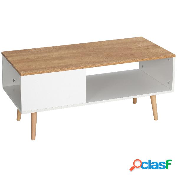 HOMCOM Mesa de Centro Moderna con Almacenamiento Abierto y