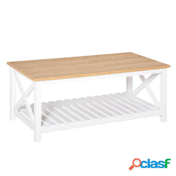 HOMCOM Mesa de Centro para Salón Mesa de Café con Estante