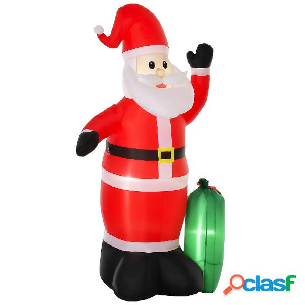 HOMCOM Papá Noel Inflable con Saco de Regalos Santa Claus