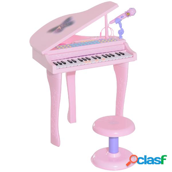 HOMCOM Piano Infantil 37 Teclas Teclado Electrónico Juego