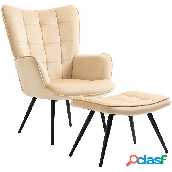HOMCOM Sillón Individual con Reposapiés Tapizado en