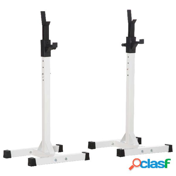 HOMCOM Soporte para Barras de Pesas Ajustable Estante de