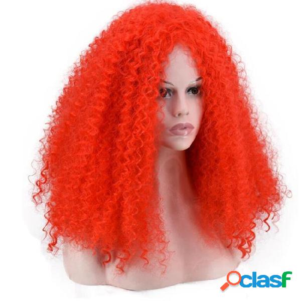 Hanzi_beauty women wig yellow color long curly wig synthetic