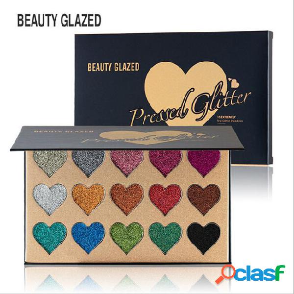 Heart beauty glazed brand palette 15 colors glitter