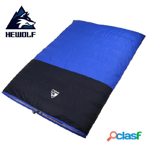 Hewolf hw-s1524 190*150cm outdoor wdult double down sleeping