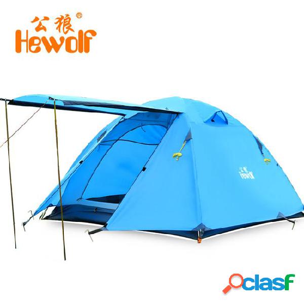 Hewolf outdoor camping tents 3-4 people windproof waterproof