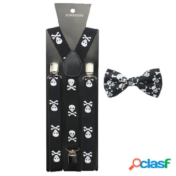 High quality 2.5cm men's print suspender bowtie set fashion