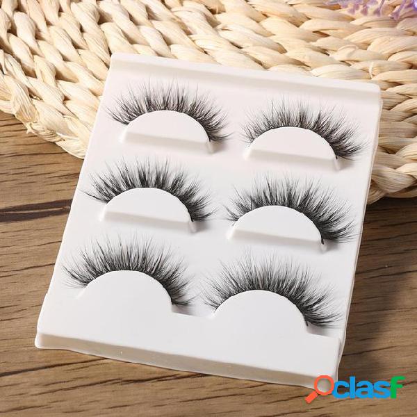 High quality 3 pairs/set real mink natural cross long thick
