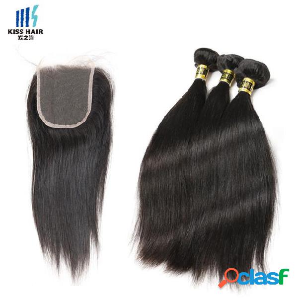 High quality 9a remy hair 3 bundles with closure silky