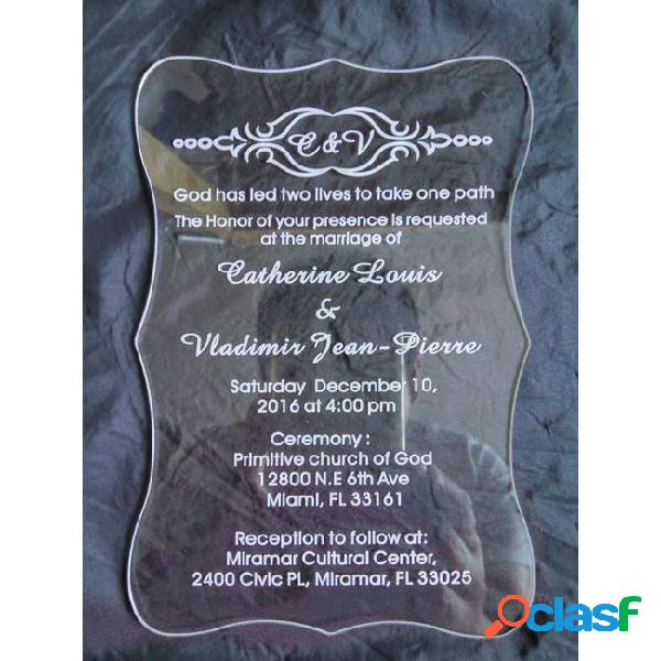 High quality acrylic clear butterfly wedding invitations