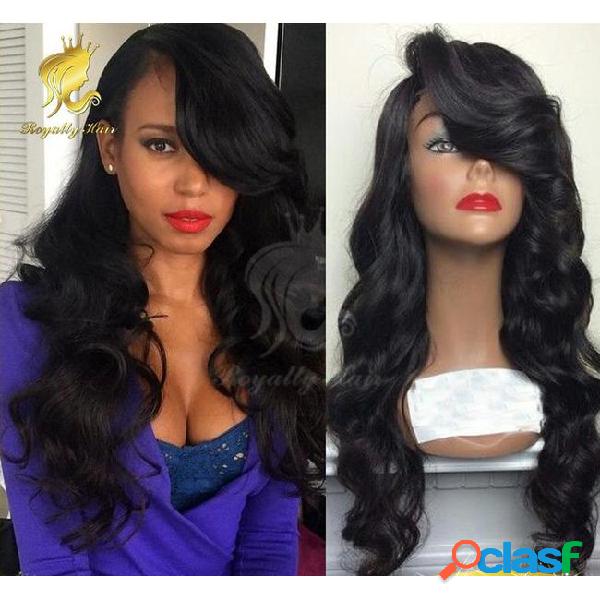 High quality peruvian130 density wavy glueless lace front