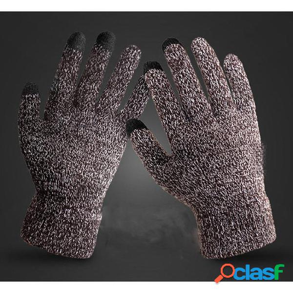 Hirigin fashion men knitted gloves winter warm phone touch