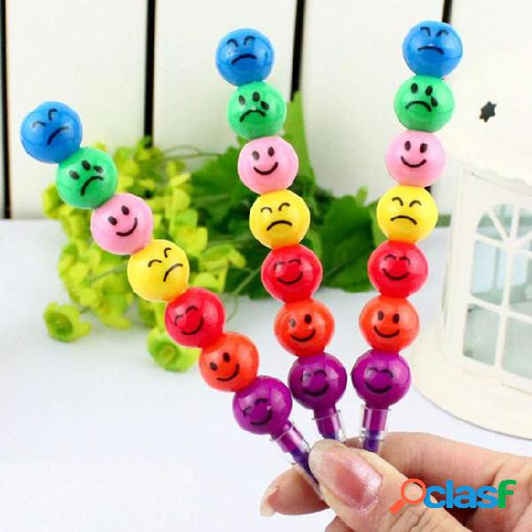 Hot 7 colors cute stacker swap smile face crayons ice sugar