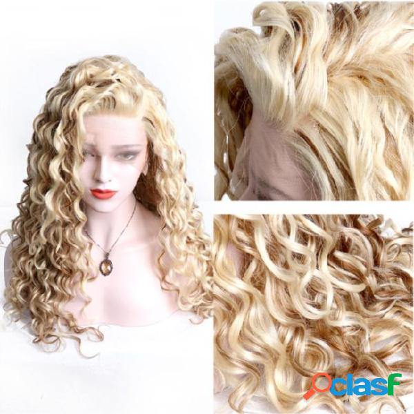 Hot charming free parting blonde loose curly synthetic lace