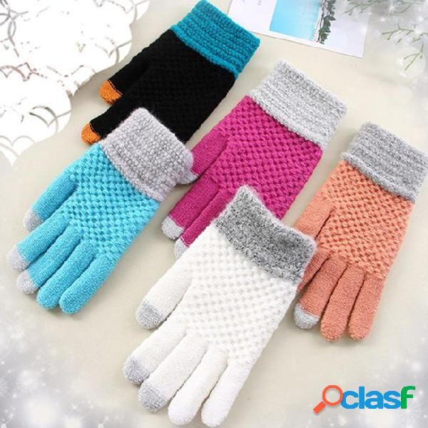 Hot style new cashmere thermal gloves stitching hand knitted