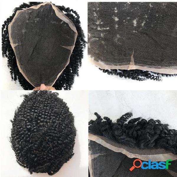 Human hair curly toupee for men afro curly toupee full lace