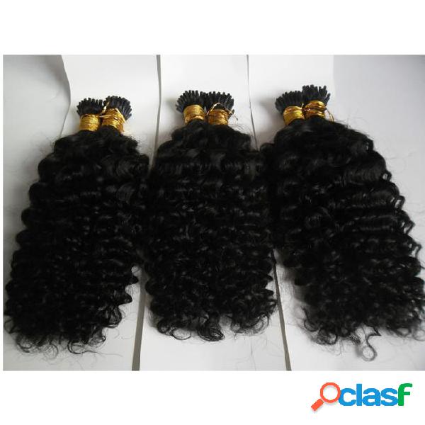 Indian remy human hair pre bonded i-tip 300g kinky curly
