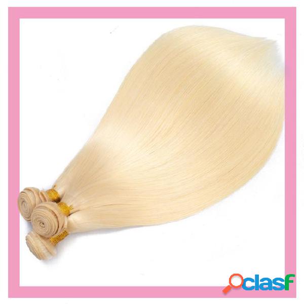 Indian virgin hair extensions straight 3 bundles blonde 613