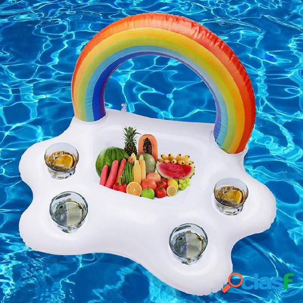 Inflatable drink cup holder clouds rainbow pool floats swim