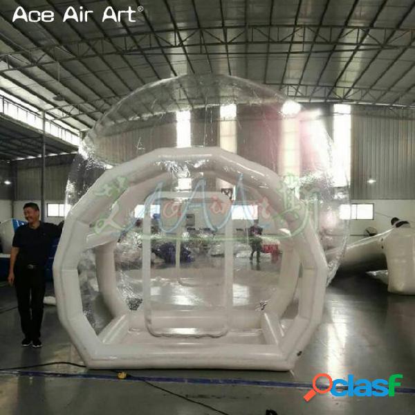 Inflatable transparent bubble tent with tunnel for camping