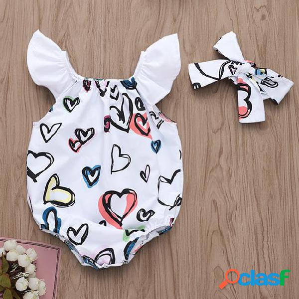 Ins infant kids romper baby girls colorful love heart