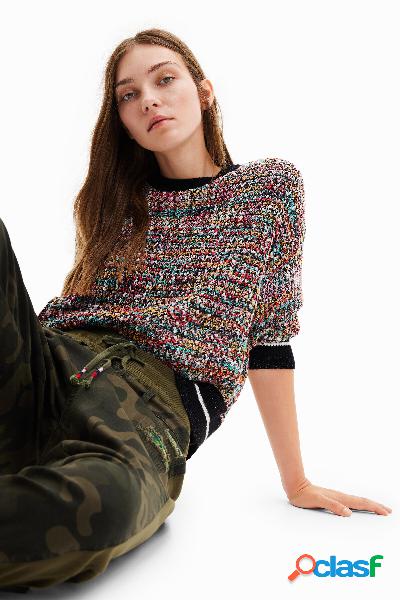 Jersey tricot colores jaspeados - BLACK - XL