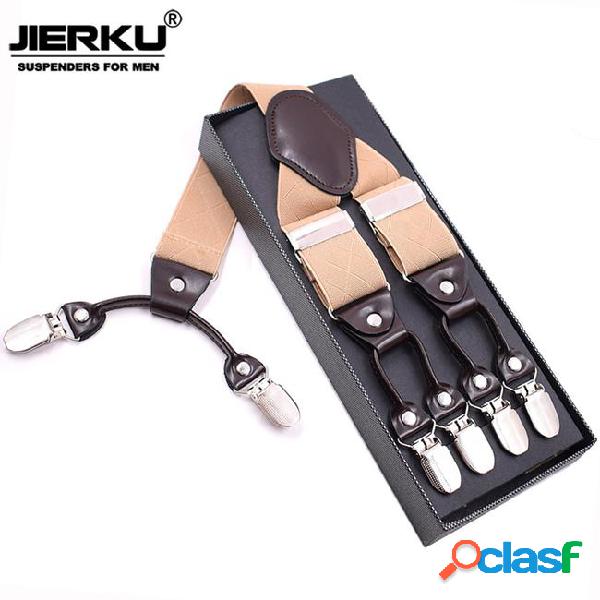 Jierku suspenders man's braces 6 clips suspensorio fashion