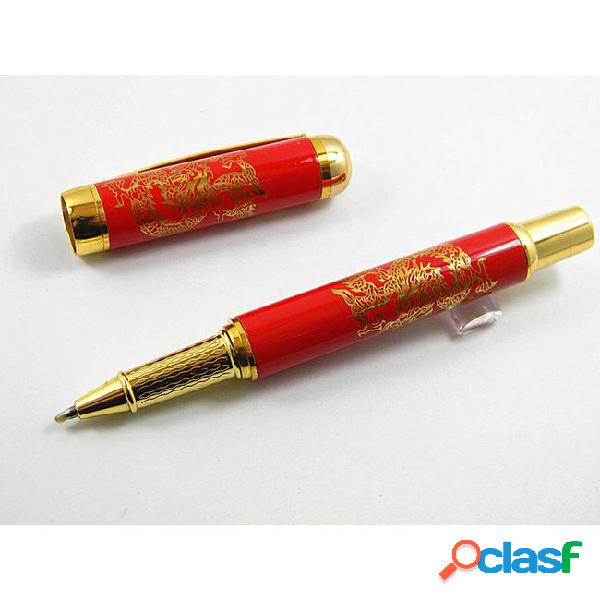 Jinhao red ceramic golden dragon painting 0.5mm rollerball