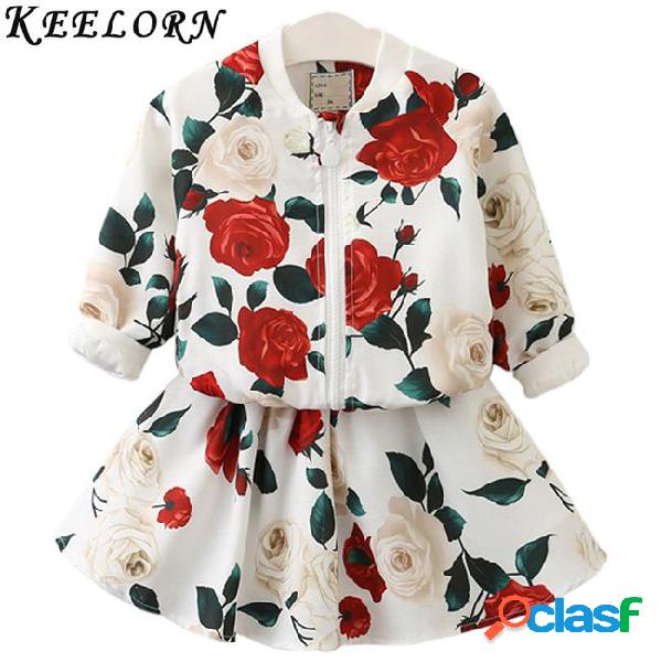 Keelorn girls clothing sets 2017 new spring style rose