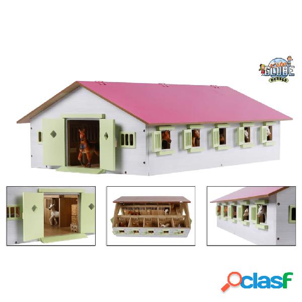 Kids Globe Establo de caballos con 9 boxes 1:32 rosa 610188