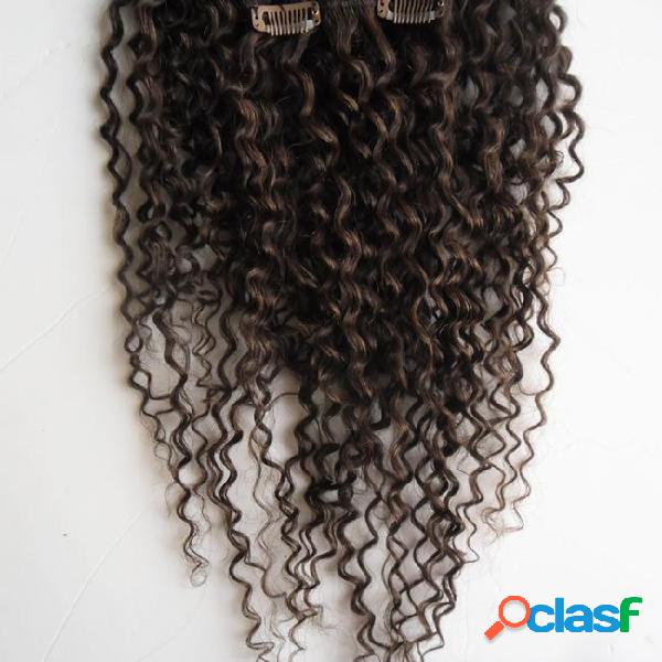 Kinky curly clip in hair extension 100% brazilian human hair