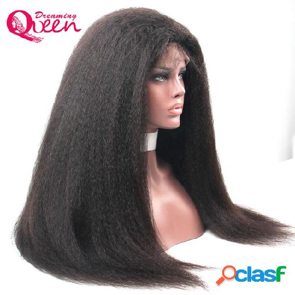 Kinky straight wig glueless lace front human hair wigs for