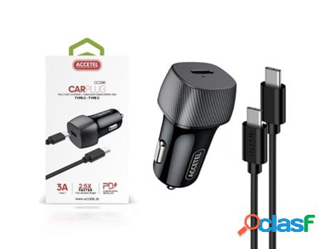 Kit Cargador Auto + Cable ACCETEL 40r 5g Negro