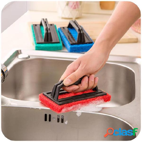 Kitchen strong decontamination sponge with handle 3 colors