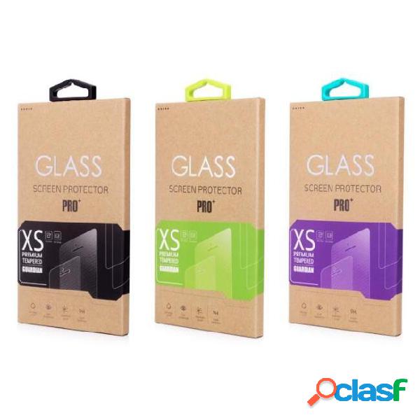 Kraft paper box color label hook for tempered glass screen