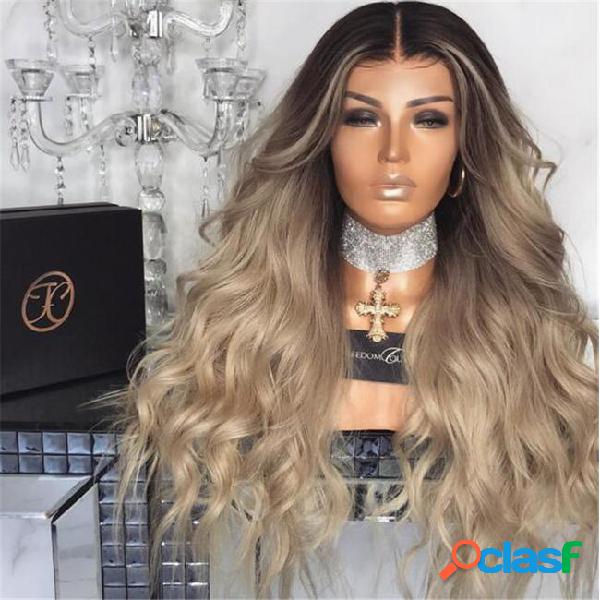 Lace front human hair wigs ombre t1b 18 wavy 130 density