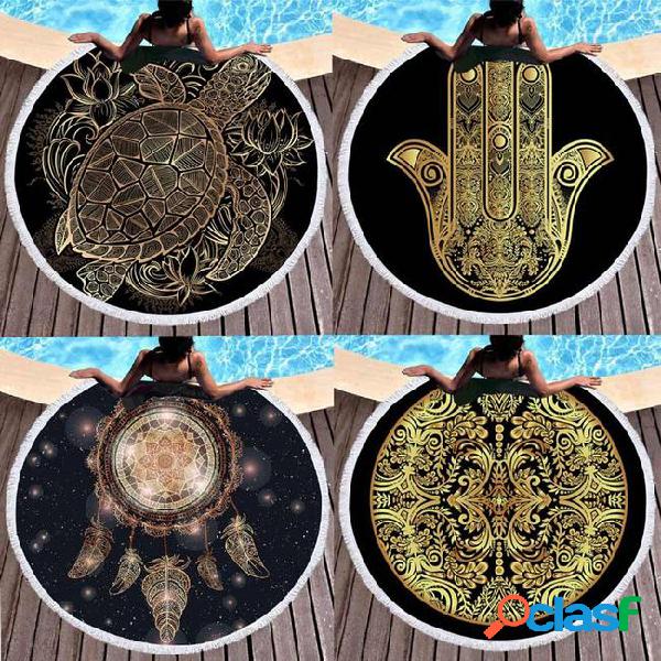 Lannidaa hot stamp turtle beach towel microfiber round towel