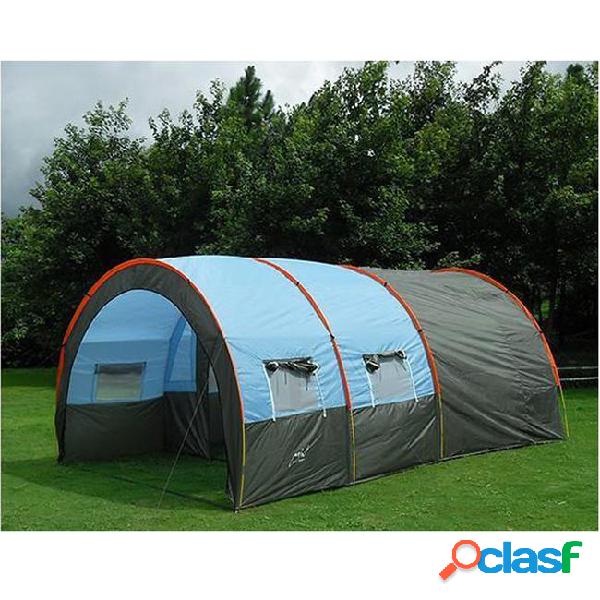 Large camping tent 10 person double layer waterproof tunnel