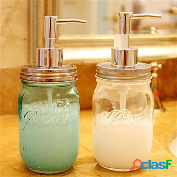 Liquid soap dispenser pump jar lid stainless steel mason
