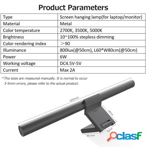 Lámpara de pantalla USB Monitor de computadora Lámpara