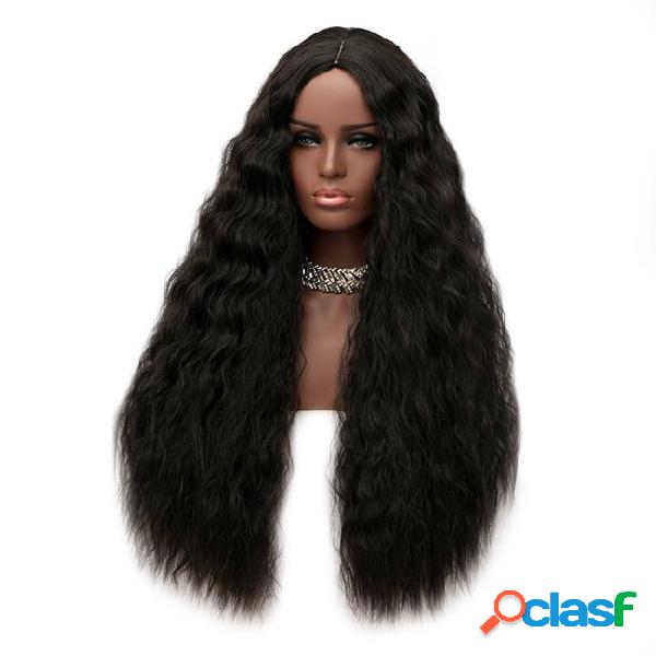 Long middle part shaggy deep wave synthetic wig loose deep
