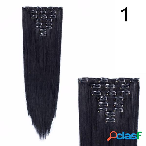 Long straight 18 clips synthetic clip in hair extensions for