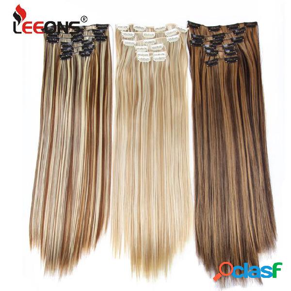 Long straight synthetic hair extensions clips 16 colors high