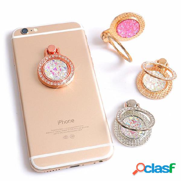 Luxury 360 degree finger ring diamond floral smartphone