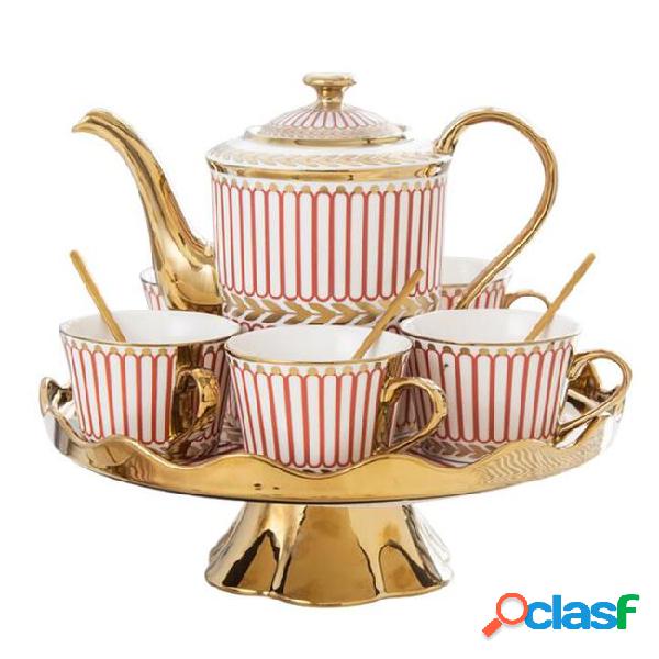 Luxury drinkware 14 pcs european ceramic tea set porcelain