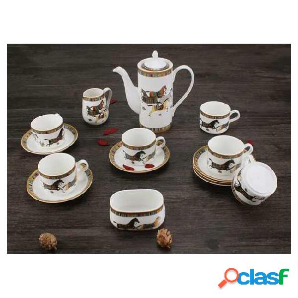 Luxury drinkware 15 pcs european ceramic tea set porcelain