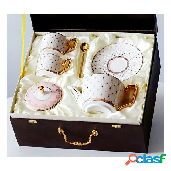 Luxury drinkware 7 pcs european ceramic tea set porcelain